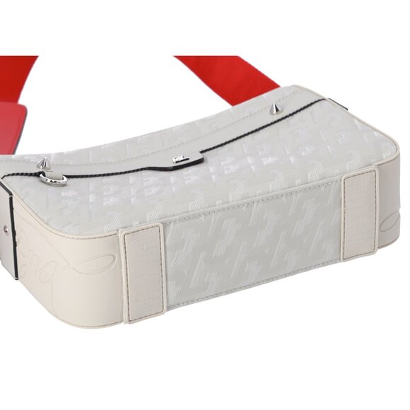 Christian Louboutin Ruby Town Messenger Bag Light Gray Red Jacquard - Picture 6 of 8